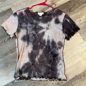 Gilded Intent Black and Gray Tie-Dye Top